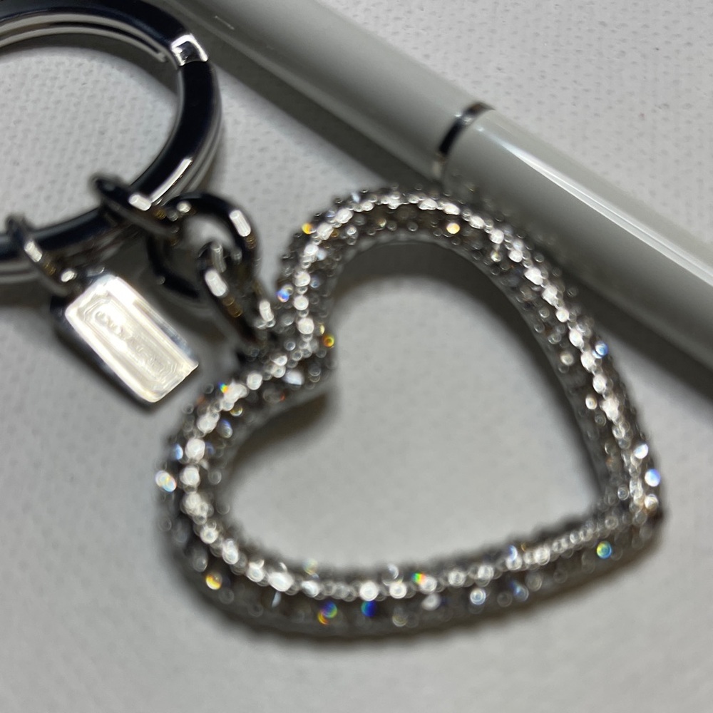 Coach Silver Heart Keychain and White Coach Pen Set - Picture 2 of 8